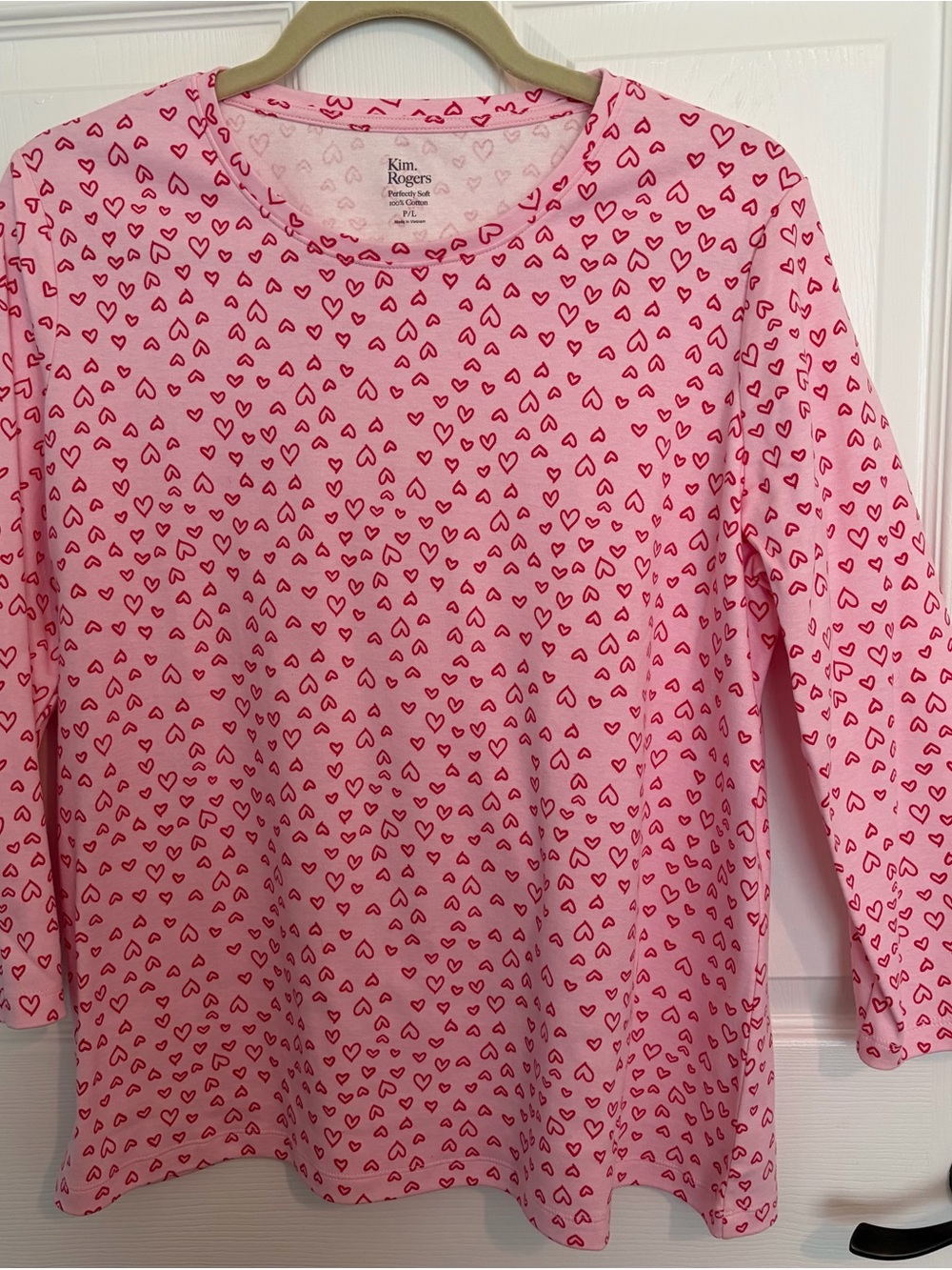 Kim Rogers Pink Tee with Subtle Heart Motif
